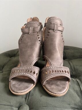 REPORT Women's Taupe Open-Toe Booties - Neutral Stylish Heels